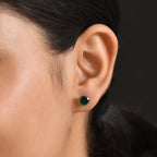 Luxuriant - Lab Grown Emerald Solitaire Stud Push Post Earring in 18K Vermeil Yellow Gold Plated Sterling Silver 2.30 Ct._8615773_1
