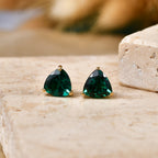 Luxuriant - Lab Grown Emerald Solitaire Stud Push Post Earring in 18K Vermeil Yellow Gold Plated Sterling Silver 2.30 Ct._8615773_2