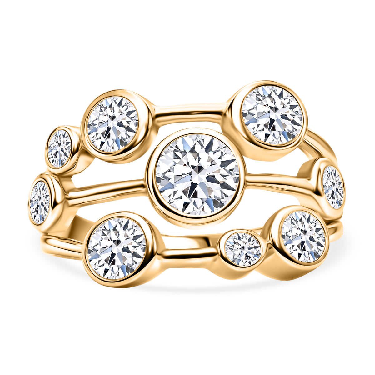 DOD - Luxuriant Lab Grown Diamond Bubble Ring in 18K Vermeil Yellow Gold Plated Sterling Silver 2.00 Ct. 8615816 0