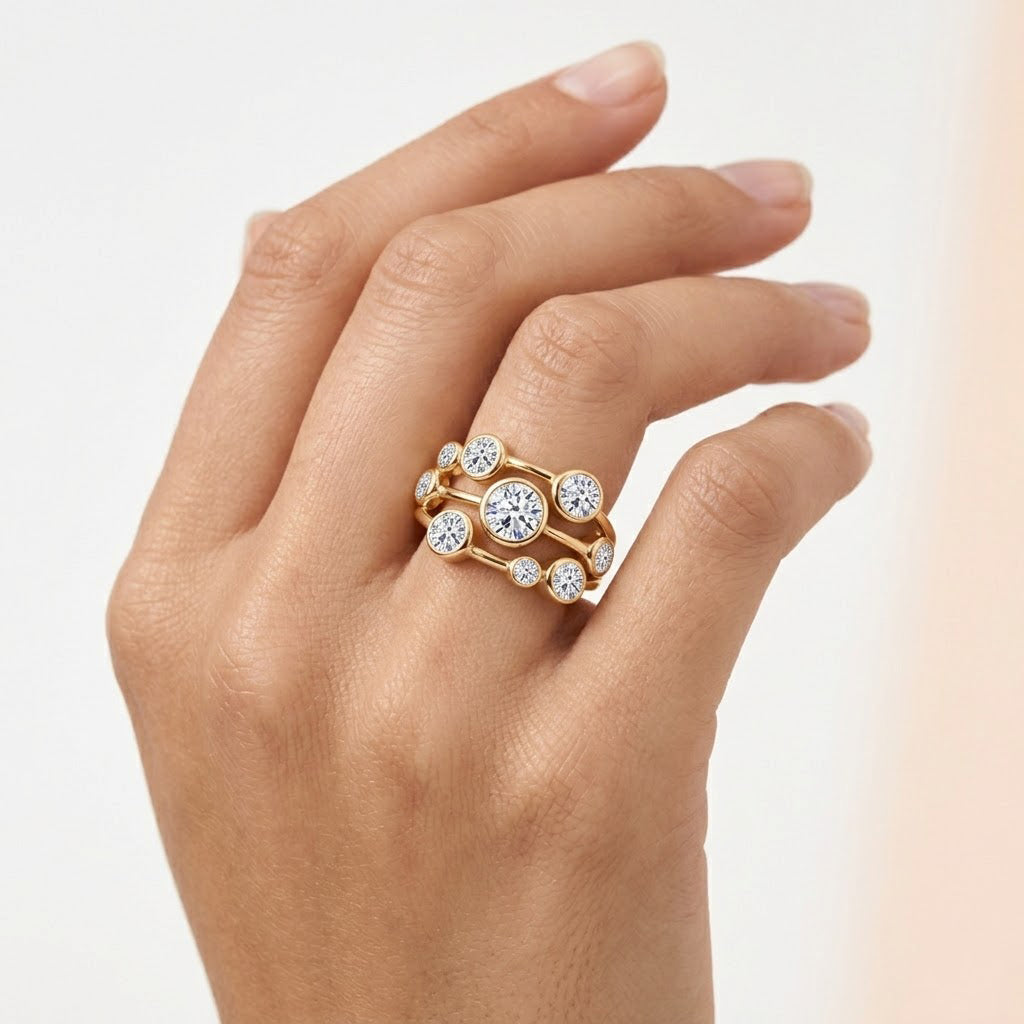 DOD - Luxuriant Lab Grown Diamond Bubble Ring in 18K Vermeil Yellow Gold Plated Sterling Silver 2.00 Ct. 8615816 2