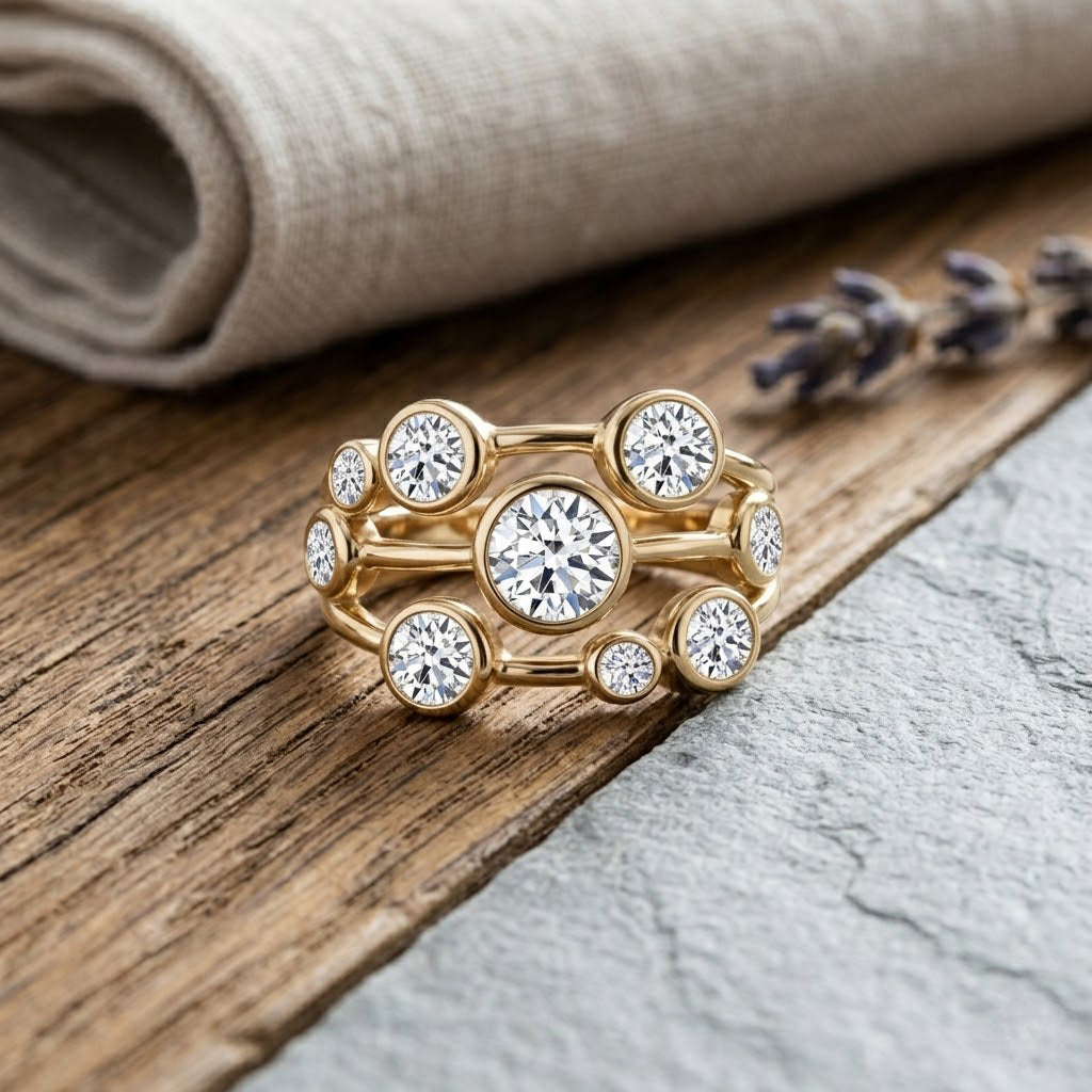 DOD - Luxuriant Lab Grown Diamond Bubble Ring in 18K Vermeil Yellow Gold Plated Sterling Silver 2.00 Ct. 8615816 3