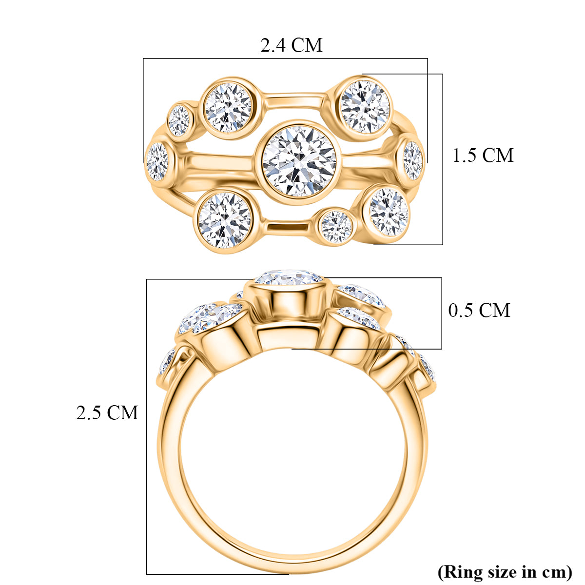 DOD - Luxuriant Lab Grown Diamond Bubble Ring in 18K Vermeil Yellow Gold Plated Sterling Silver 2.00 Ct. 8615816 6