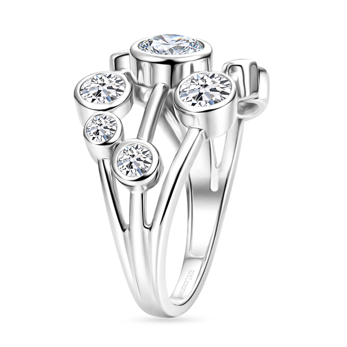 DOD - Luxuriant Lab Grown Diamond (SI/G-H) Bubble Ring in Rhodium Overlay Sterling Silver 2.00 Ct. 8615823 4
