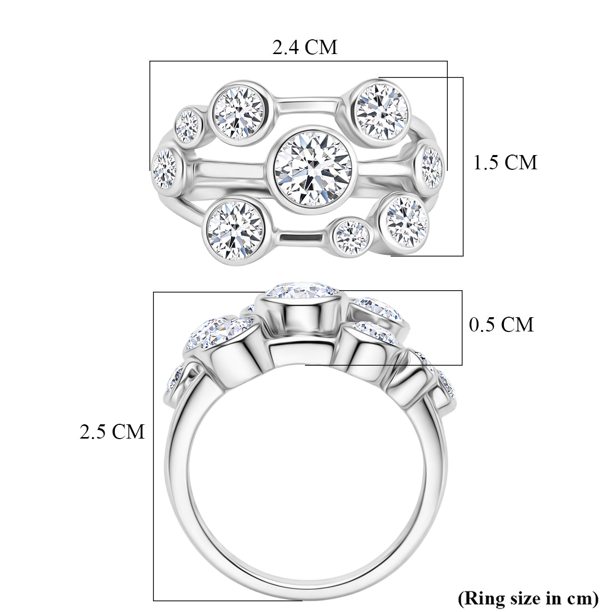 DOD - Luxuriant Lab Grown Diamond (SI/G-H) Bubble Ring in Rhodium Overlay Sterling Silver 2.00 Ct. 8615823 6