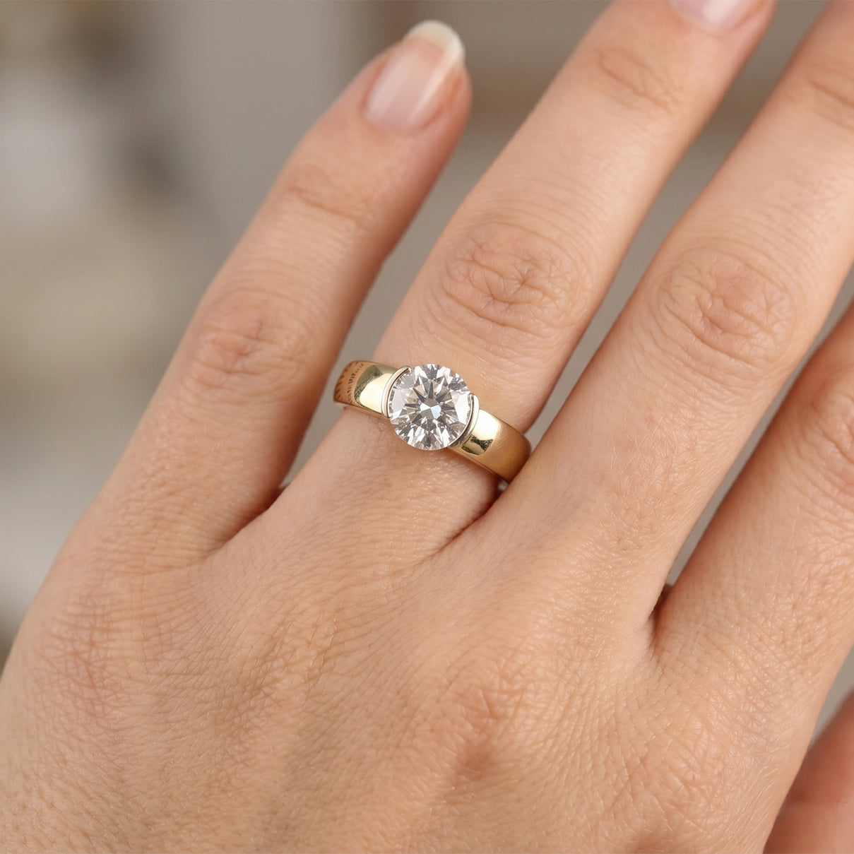 LUXURIANT 2 Ct. Lab Grown Diamond Solitaire Band Ring in 18K Vermeil Yellow Gold Plated Sterling Silver (SI-G-H) 8615866 2