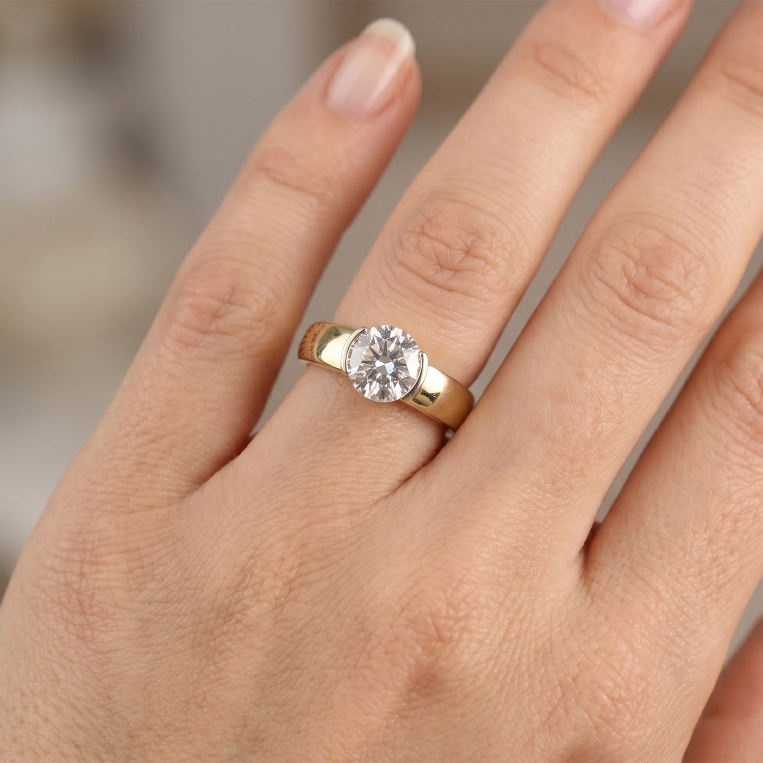 LUXURIANT 2 Ct. Lab Grown Diamond Solitaire Band Ring in 18K Vermeil Yellow Gold Plated Sterling Silver (SI-G-H) 8615866 2