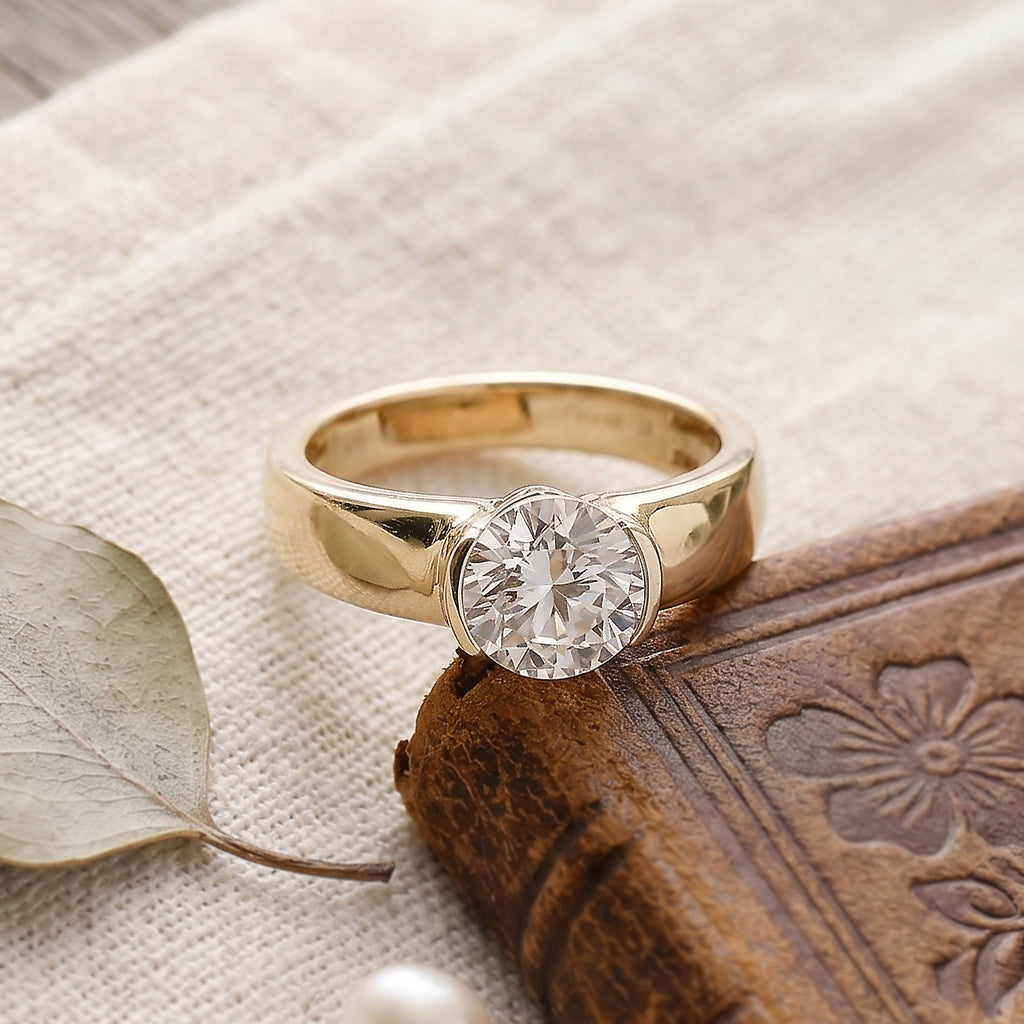 Luxuriant - Lab Grown Diamond (SI/G-H) Solitaire Band Ring in 18K Vermeil Yellow Gold Plated Sterling Silver 2.00 Ct._8615866_2