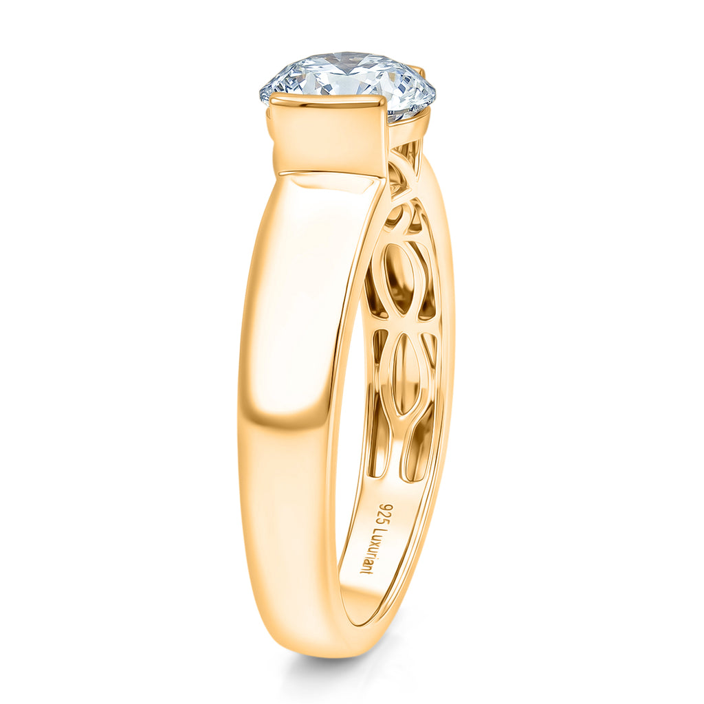 Luxuriant - Lab Grown Diamond (SI/G-H) Solitaire Band Ring in 18K Vermeil Yellow Gold Plated Sterling Silver 2.00 Ct._8615866_3