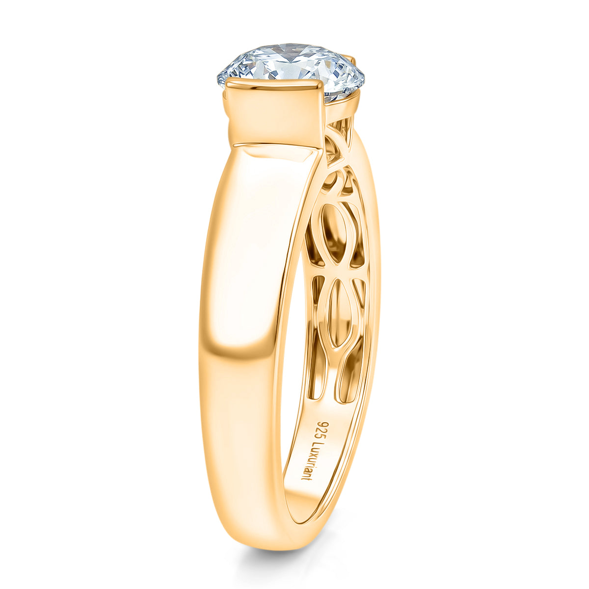 LUXURIANT 2 Ct. Lab Grown Diamond Solitaire Band Ring in 18K Vermeil Yellow Gold Plated Sterling Silver (SI-G-H) 8615866 4