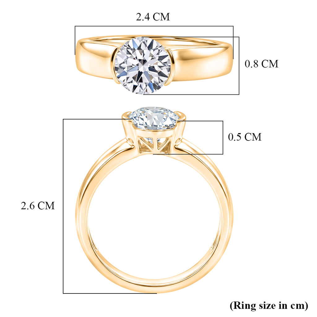 Luxuriant - Lab Grown Diamond (SI/G-H) Solitaire Band Ring in 18K Vermeil Yellow Gold Plated Sterling Silver 2.00 Ct._8615866_5