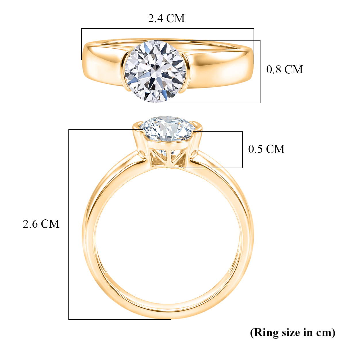 LUXURIANT 2 Ct. Lab Grown Diamond Solitaire Band Ring in 18K Vermeil Yellow Gold Plated Sterling Silver (SI-G-H) 8615866 6