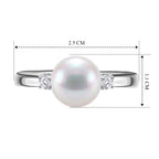 D'Joy - Premium White Edison Pearl (10-11mm) & Lab Grown Diamond Trilogy Ring in Rhodium Overlay Sterling Silver 7.80 Ct._8615904_5