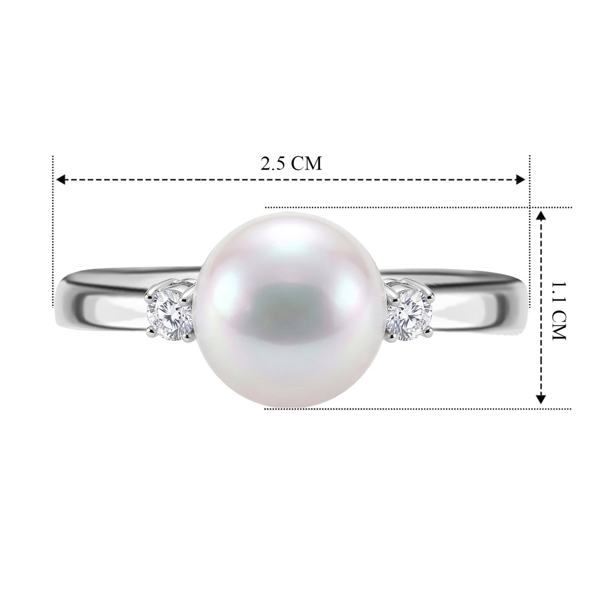 D'Joy - Premium White Edison Pearl (10-11mm) &amp; Lab Grown Diamond Trilogy Ring in Rhodium Overlay Sterling Silver 7.80 Ct. 8615904 6