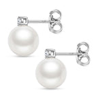 D'Joy - Premium White Edison Pearl (10-11mm) & Lab Grown Diamond Ball Drop Earring with Push Back in Rhodium Overlay Sterling Silver 15.80 Ct._8615925_3