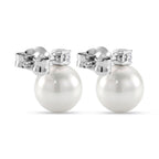 D'Joy - Premium White Edison Pearl (10-11mm) & Lab Grown Diamond Ball Drop Earring with Push Back in Rhodium Overlay Sterling Silver 15.80 Ct._8615925_4