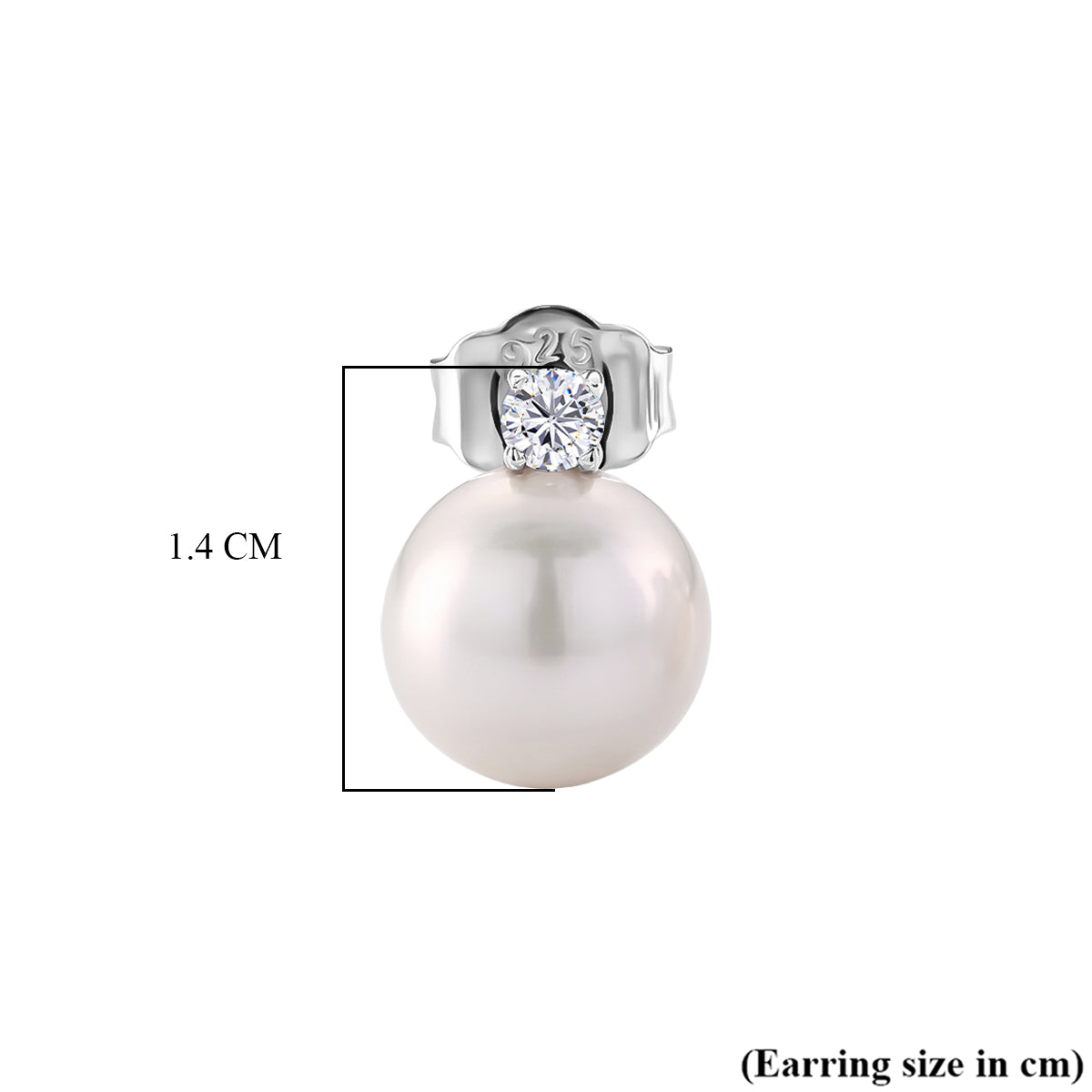 D'Joy - Premium White Edison Pearl (10-11mm) &amp; Lab Grown Diamond Ball Drop Earring with Push Back in Rhodium Overlay Sterling Silver 15.80 Ct. 8615925 6