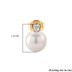 D'Joy - Premium White Edison Pearl (10-11mm) & Lab Grown Diamond Ball Drop Earring with Push Back in Yellow Gold Plated Sterling Silver_8615926_5