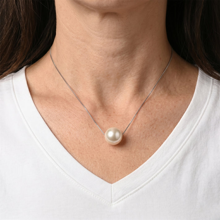 D'Joy - Premium White Edison Pearl (12-13mm) Necklace (Size - 18) in Rhodium Overlay Sterling Silver 12.70 Ct. 8615936 2
