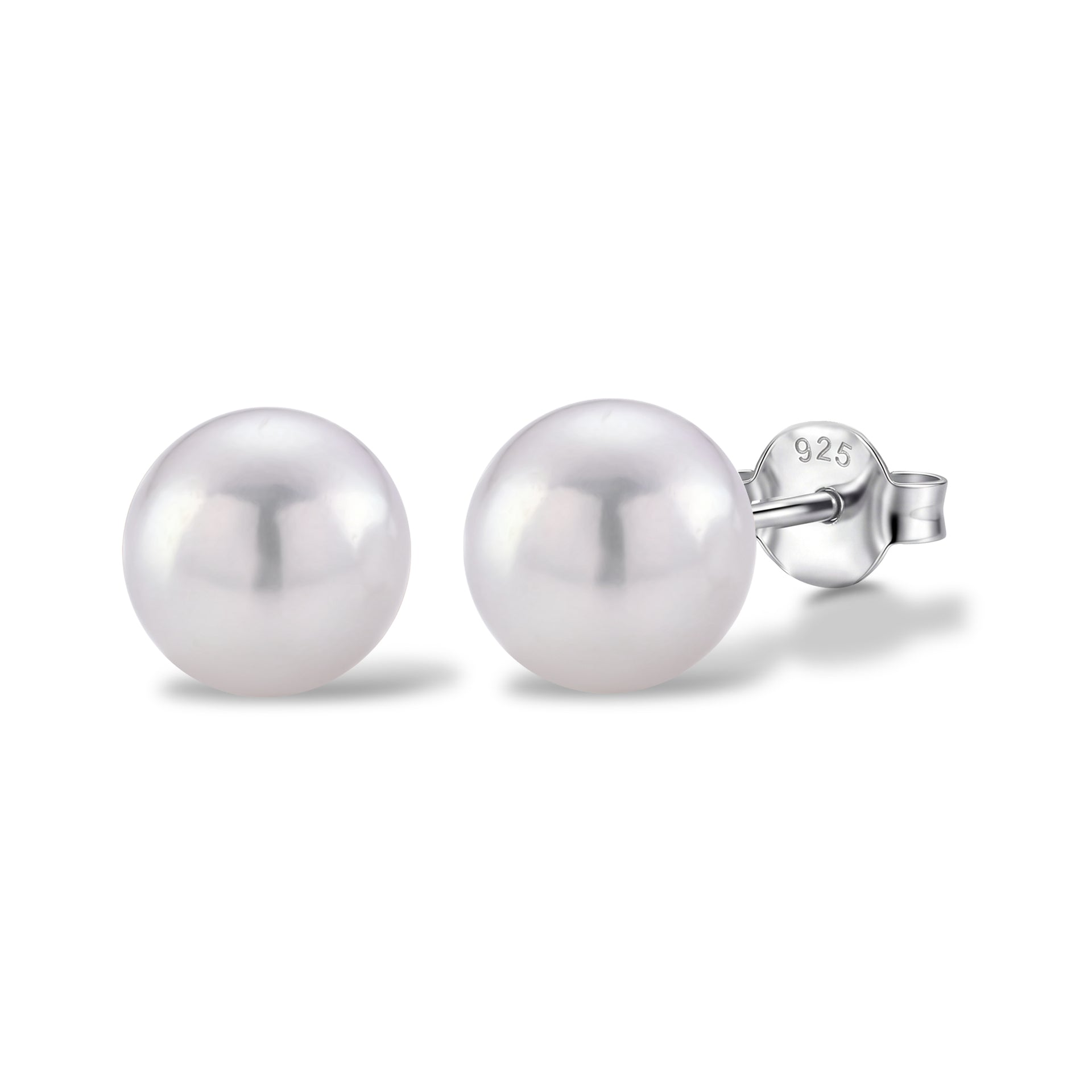 D'Joy - Premium White Edison Pearl (10-11mm) Stud Ball Earring with Push Back in Rhodium Overlay Sterling Silver 15.34 Ct. 8615959 0