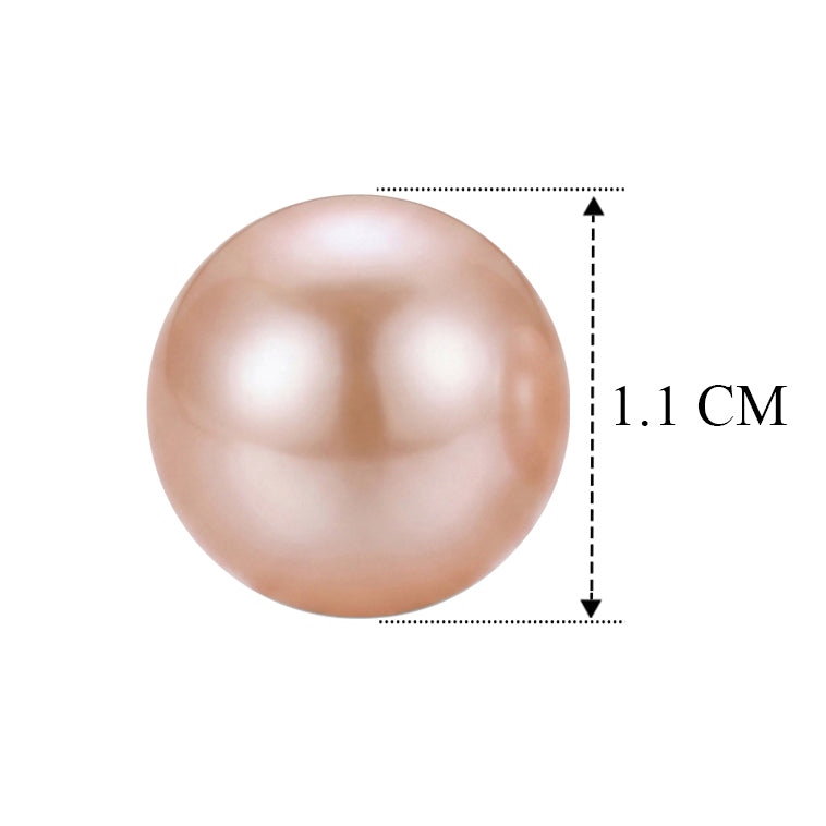 D'Joy - Premium Peach Edison (10-11mm) Stud Ball Earring with Push Back in Rhodium Overlay Sterling Silver 11.40 Ct. V32524204 6