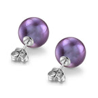 D'Joy - Purple Edison Pearl (10-11mm) Stud Ball Earring with Push Back in Rhodium Overlay Sterling Silver 11.40 Ct._8615962_4