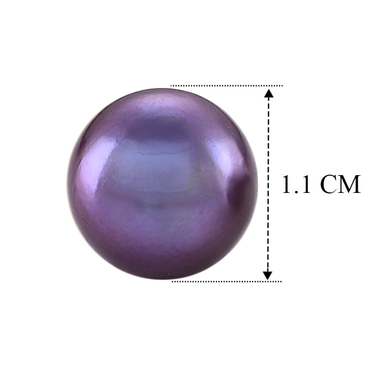 D'Joy - Purple Edison Pearl (10-11mm) Stud Ball Earring with Push Back in Rhodium Overlay Sterling Silver 11.40 Ct. 8615962 6