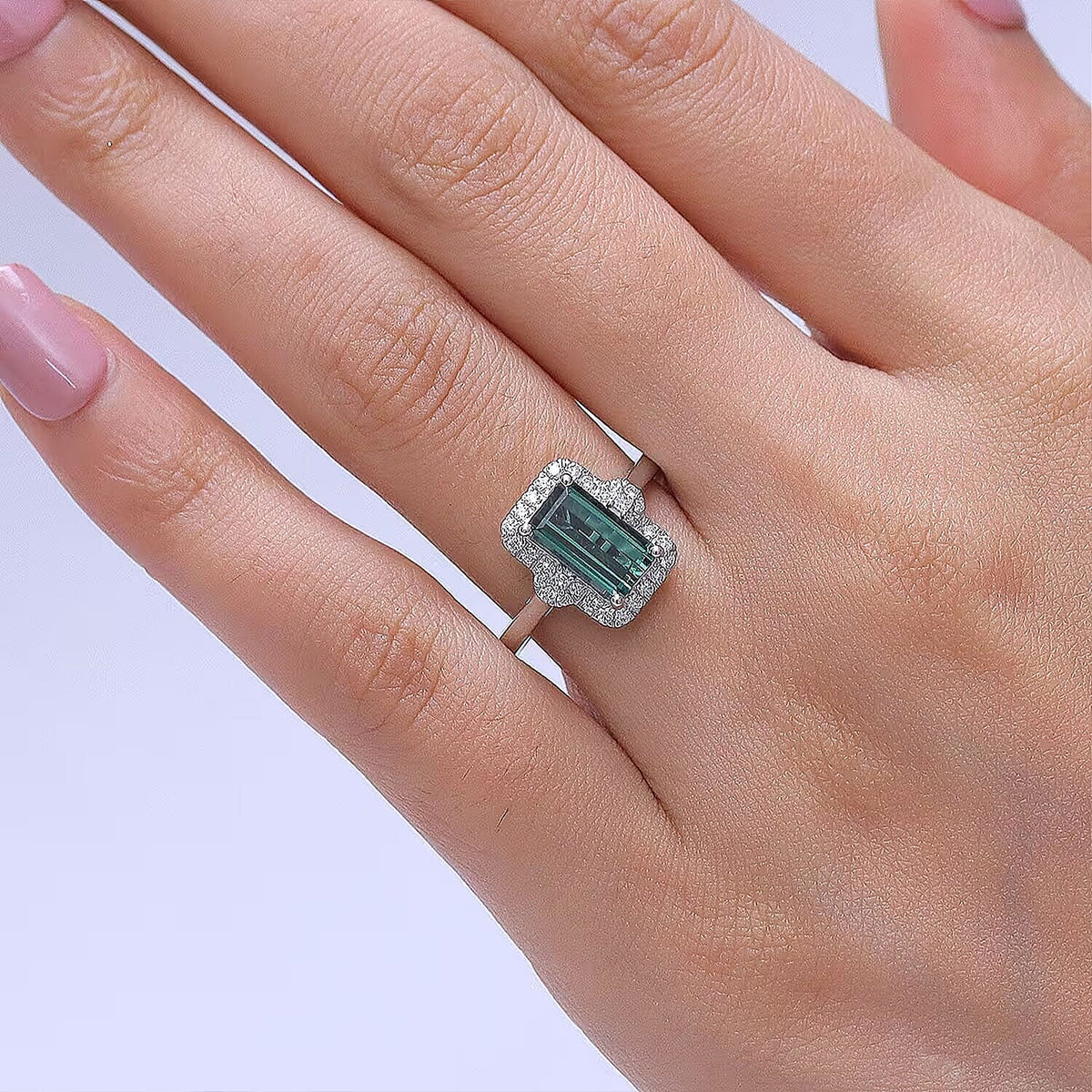 Certified and Appraised RHAPSODY AAAA Lagoon Tourmaline and White Diamond EF, VS Main Stone With Surrounding Stone Ring in 950 Platinum , Platinum Wt.6.33 Gms 2.560 Ct. 8616058 1
