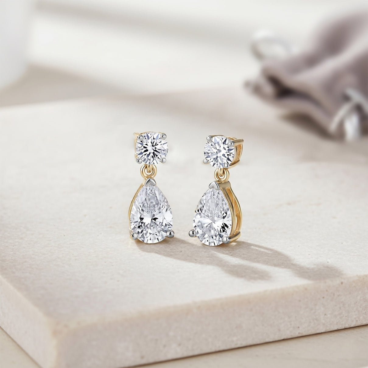 LUXURIANT 2 Ct. Lab Grown Diamond Pear Cut Drop Earring with Push Post in 18K Vermeil Yellow Gold Plated Sterling Silver (SI-G-H) 8616065 1