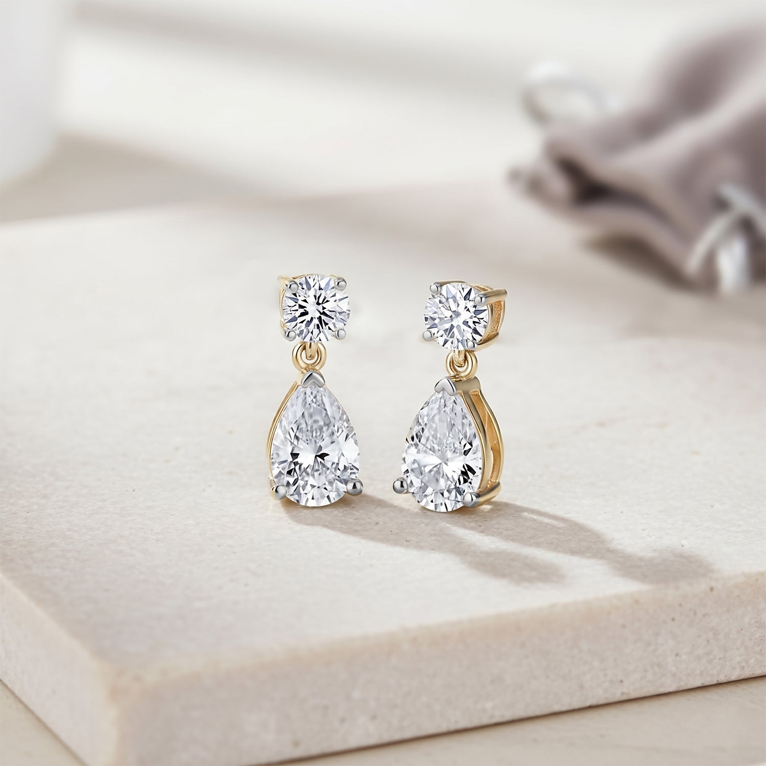 LUXURIANT 2 Ct. Lab Grown Diamond Pear Cut Drop Earring with Push Post in 18K Vermeil Yellow Gold Plated Sterling Silver (SI-G-H) 8616065 1