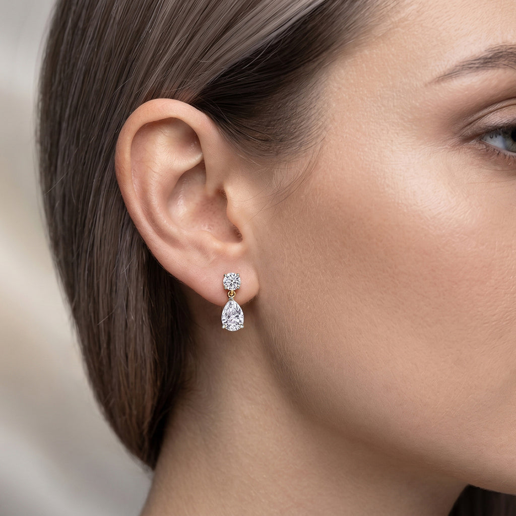 Luxuriant - Lab Grown Diamond (SI/G-H) Pear Cut Drop Earring with Push Post in 18K Vermeil Yellow Gold Plated Sterling Silver 2.00 Ct._8616065_2