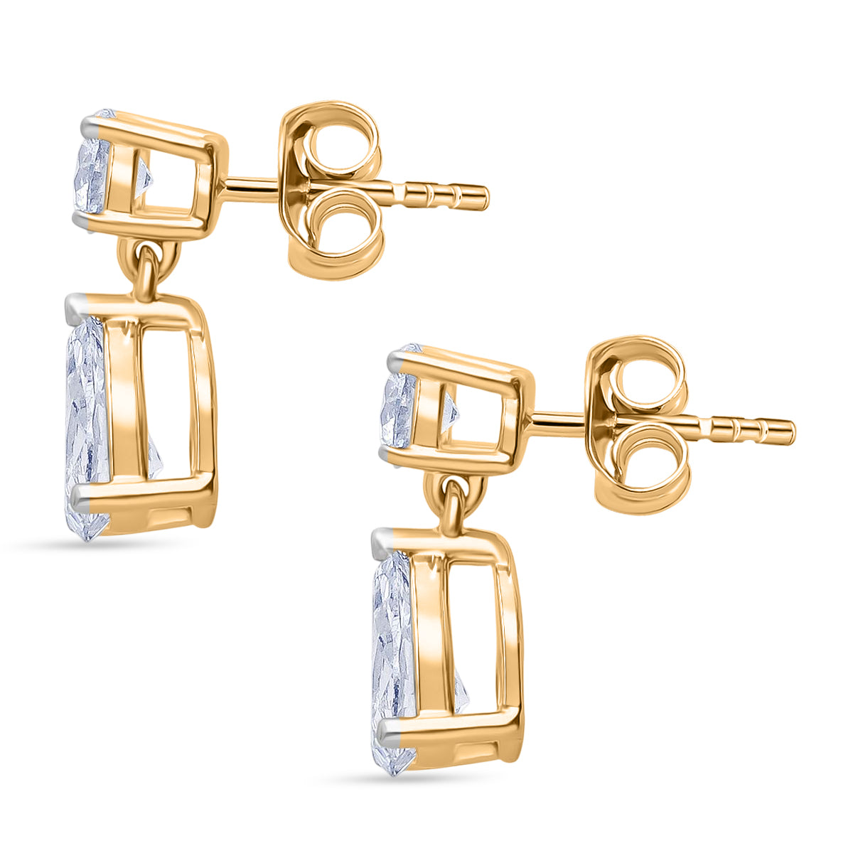 LUXURIANT 2 Ct. Lab Grown Diamond Pear Cut Drop Earring with Push Post in 18K Vermeil Yellow Gold Plated Sterling Silver (SI-G-H) 8616065 3