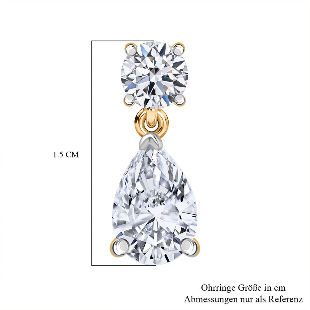Luxuriant - Lab Grown Diamond (SI/G-H) Pear Cut Drop Earring with Push Post in 18K Vermeil Yellow Gold Plated Sterling Silver 2.00 Ct._8616065_4