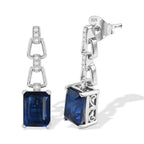 D'Joy - Ceylon Color Quartz & White Zircon Dangling Earring with Push Post in Platinum Overlay Sterling Silver 4.07 Ct._8616074