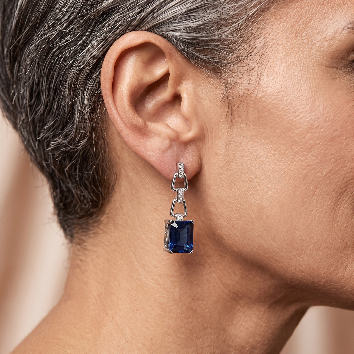 D'Joy - Ceylon Color Quartz &amp; White Zircon Dangling Earring with Push Post in Platinum Overlay Sterling Silver 4.07 Ct. 8616074 1