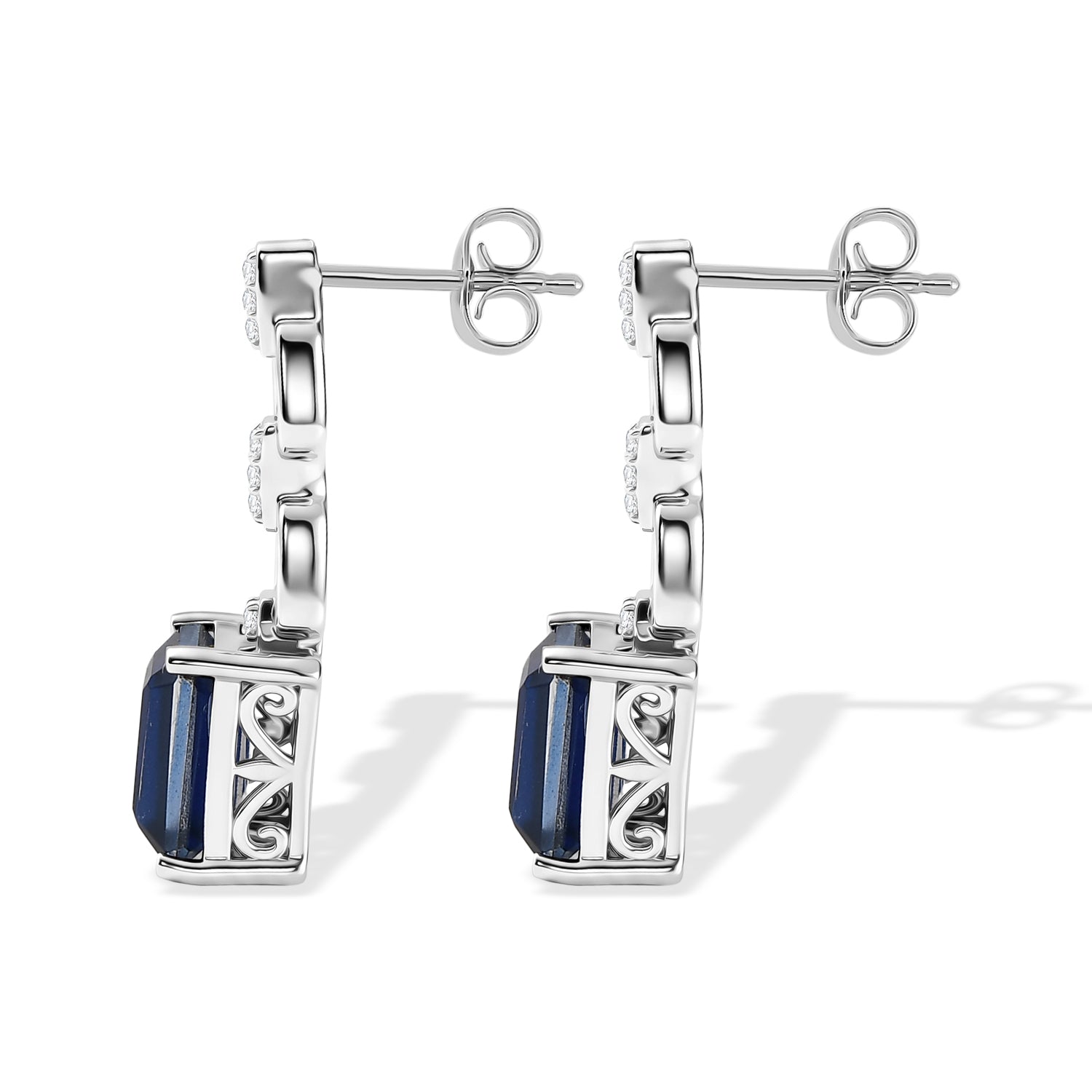 D'Joy - Ceylon Color Quartz &amp; White Zircon Dangling Earring with Push Post in Platinum Overlay Sterling Silver 4.07 Ct. 8616074 4
