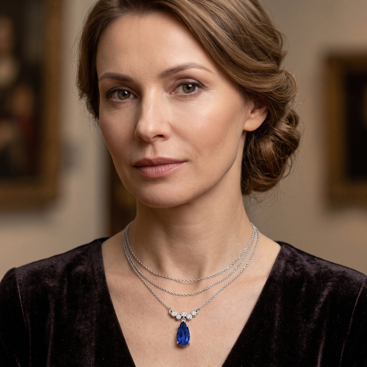 D'Joy - Ceylon Color Quartz &amp; White Zircon Drop Necklace (Size - 20) in Platinum Overlay Sterling Silver 6.85 Ct. V32532988 3