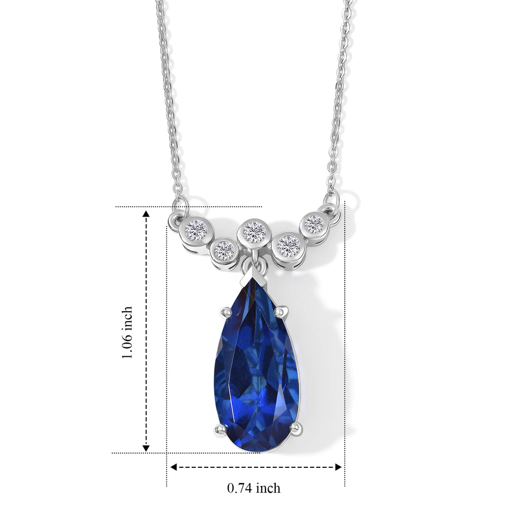 D'Joy - Ceylon Color Quartz & White Zircon Drop Necklace (Size - 20) in Platinum Overlay Sterling Silver 6.85 Ct._8616075_4