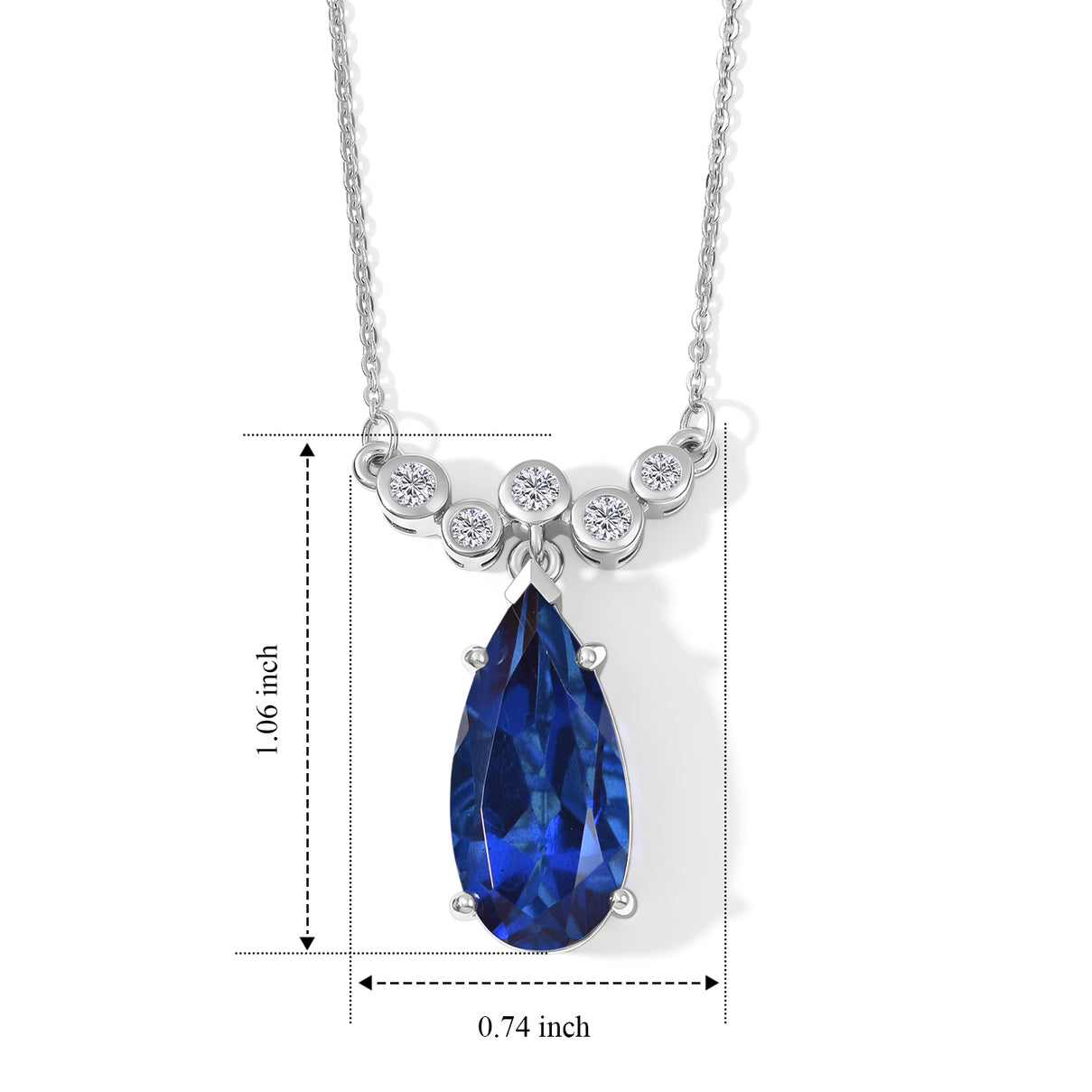 D'Joy - Ceylon Color Quartz &amp; White Zircon Drop Necklace (Size - 20) in Platinum Overlay Sterling Silver 6.85 Ct. V32532988 5