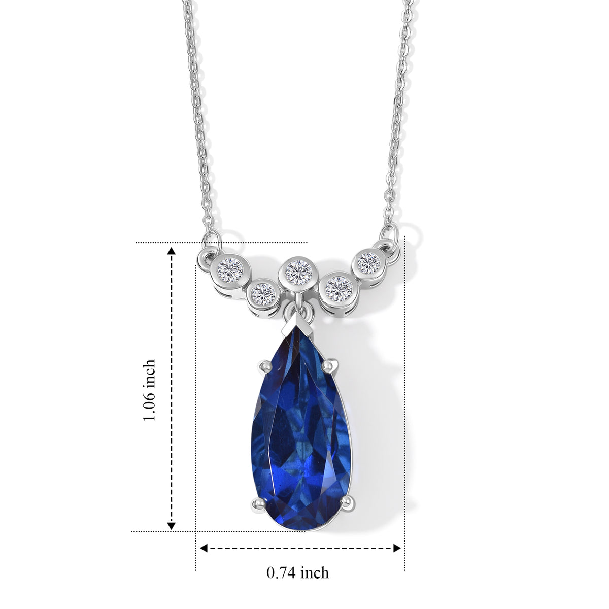 D'Joy - Ceylon Color Quartz &amp; White Zircon Drop Necklace (Size - 20) in Platinum Overlay Sterling Silver 6.85 Ct. V32532988 5