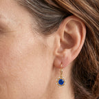 D'Joy - Ceylon Color Quartz & White Zircon Sunburst Earring with Lever Back in Yellow Gold Plated Sterling Silver 3.40 Ct._8616078_1