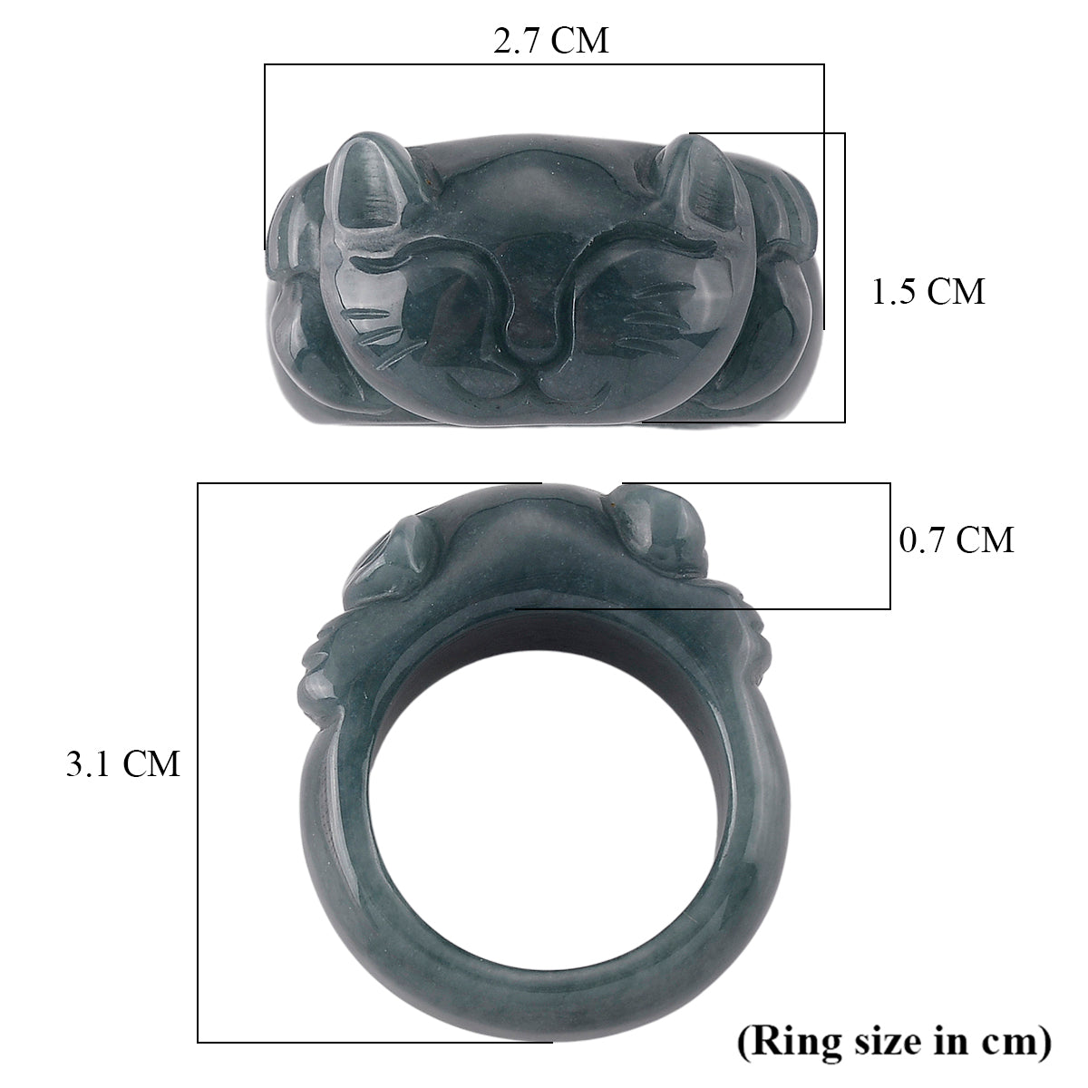 Natural Jade Maneki-Neko Ring (Size - Q) 30.00 Ct. V32354201 6
