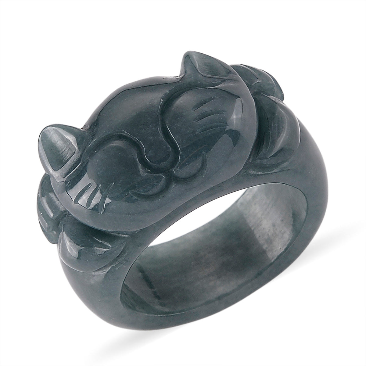 Natural Jade Maneki-Neko Ring (Size - Q) 30.00 Ct. V32354201 0