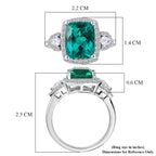 Close Out Deal-  AAA Lab Grown  Colombian Emerald & Lab Grown Diamond (SI/G-H) Halo Ring in Rhodium Overlay Sterling Silver 3.50 Ct._8616251_5