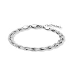 Rhodium Overlay Sterling Silver Treccia Vintage Bracelet (Size - 7+1 Ext) with Lobster Clasp_8616365