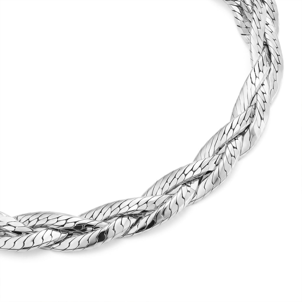 Rhodium Overlay Sterling Silver Treccia Vintage Bracelet (Size - 7+1 Ext) with Lobster Clasp_8616365_3
