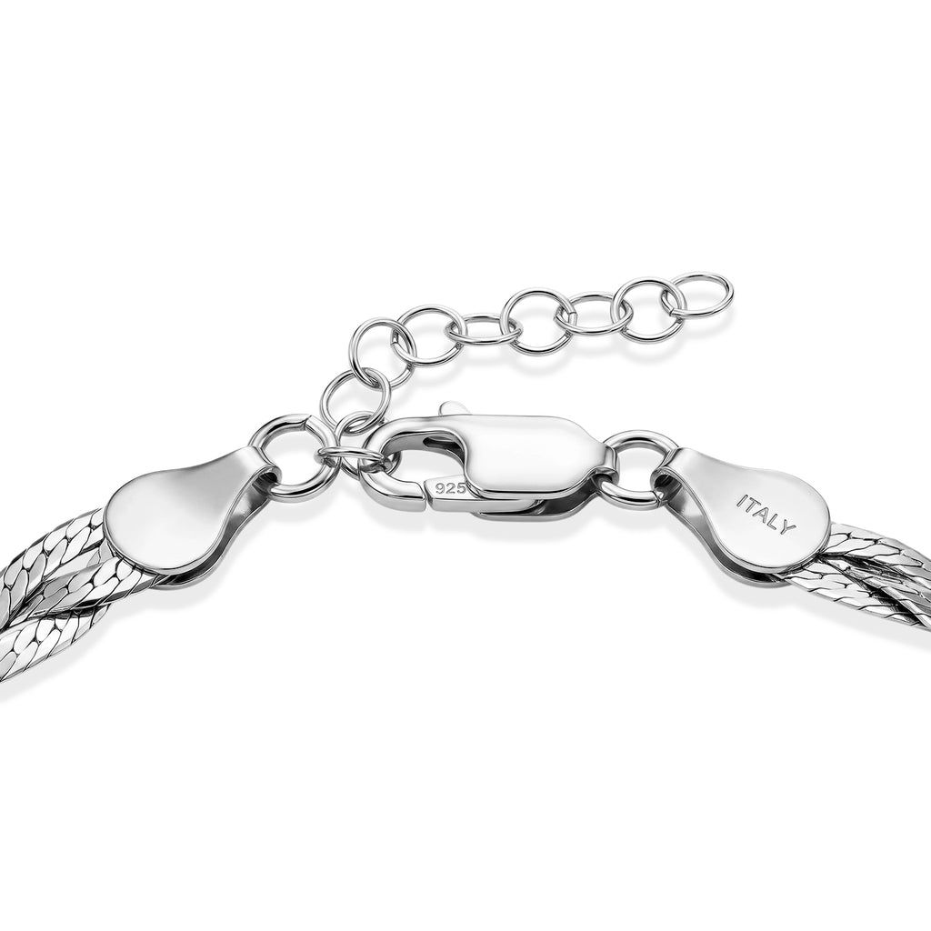 Rhodium Overlay Sterling Silver Treccia Vintage Bracelet (Size - 7+1 Ext) with Lobster Clasp_8616365_4
