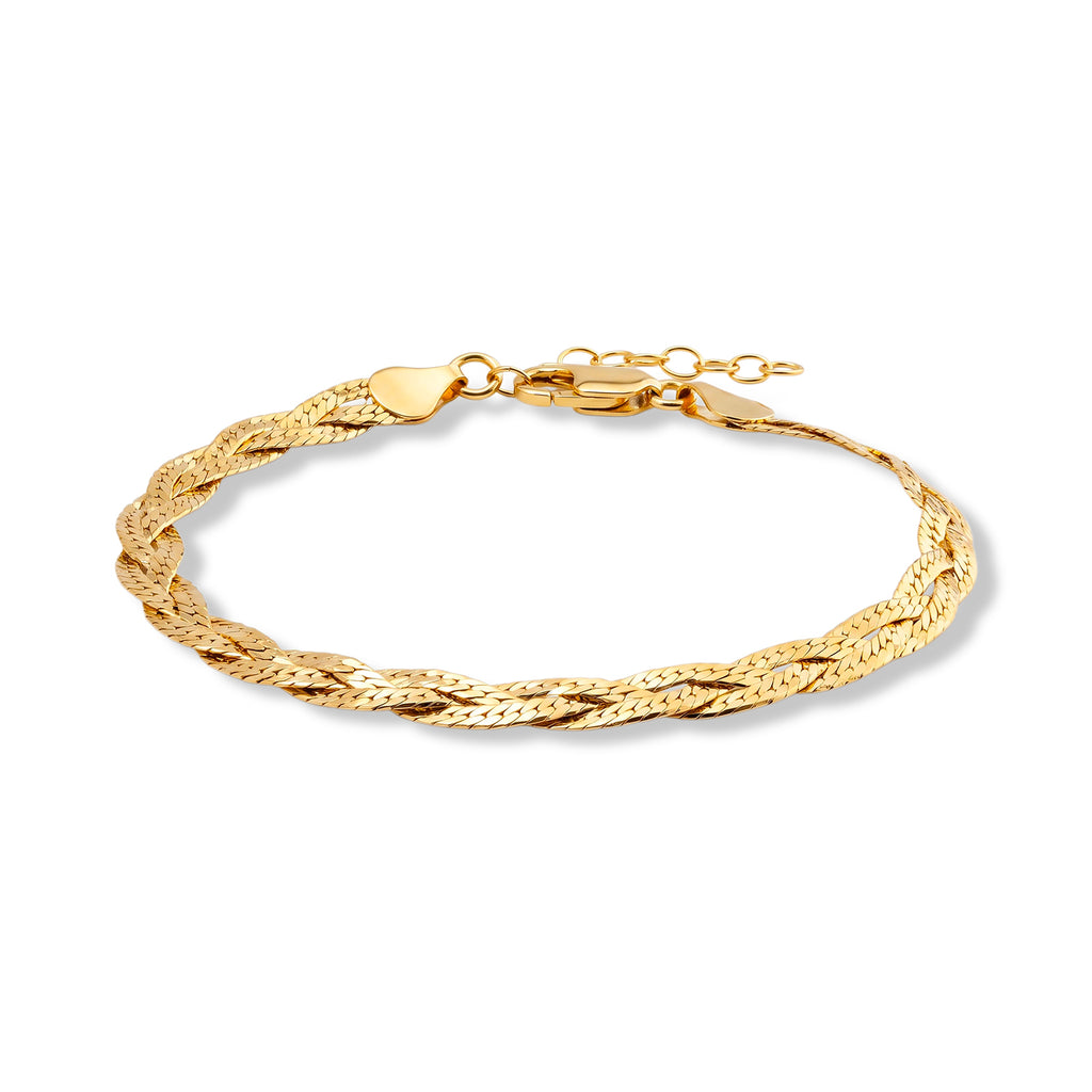 Yellow Gold Plated Sterling Silver Treccia Vintage Bracelet (Size - 7+1 Ext) with Lobster Clasp_8616366