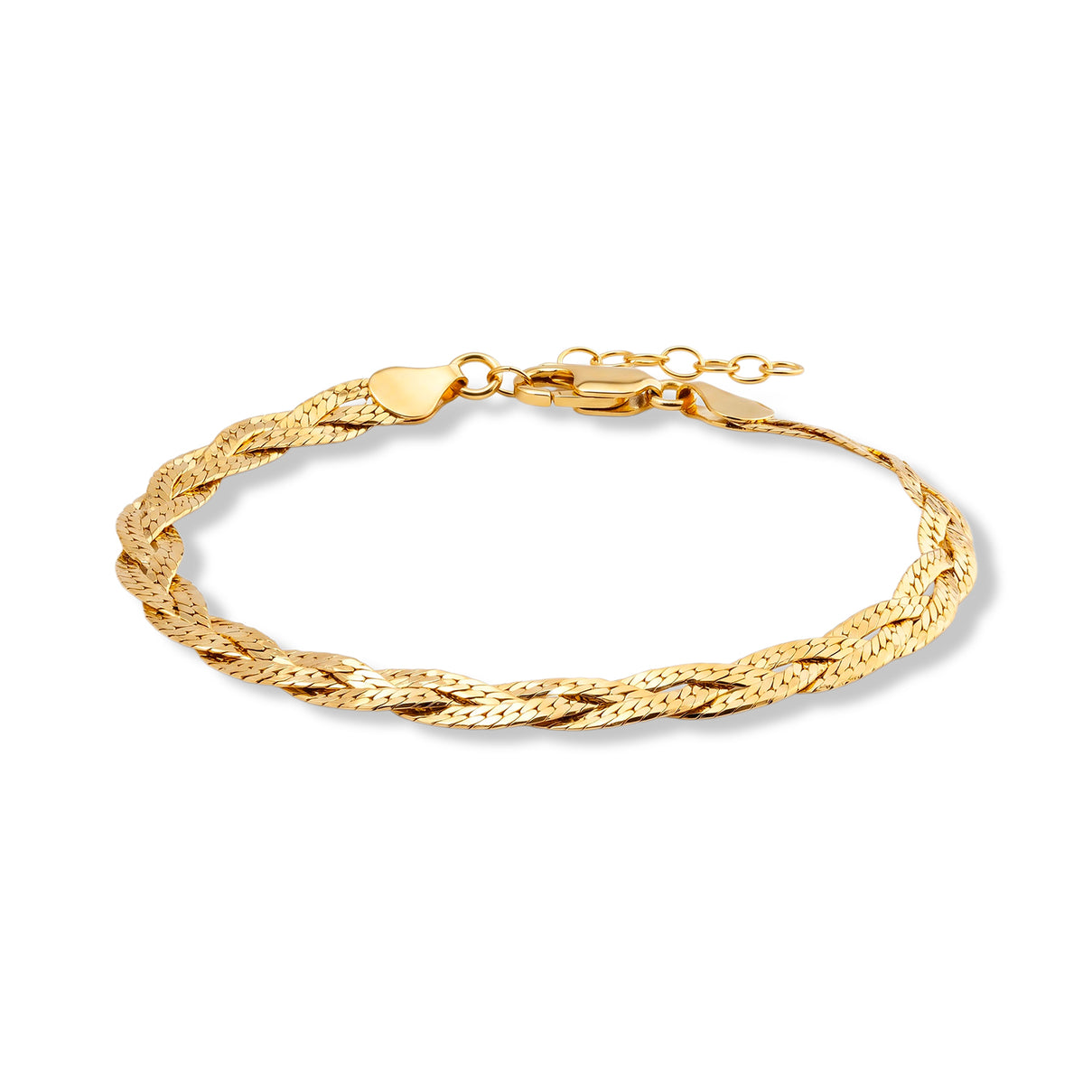 Yellow Gold Plated Sterling Silver Treccia Vintage Bracelet (Size - 7+1 Ext) with Lobster Clasp V32491896 0