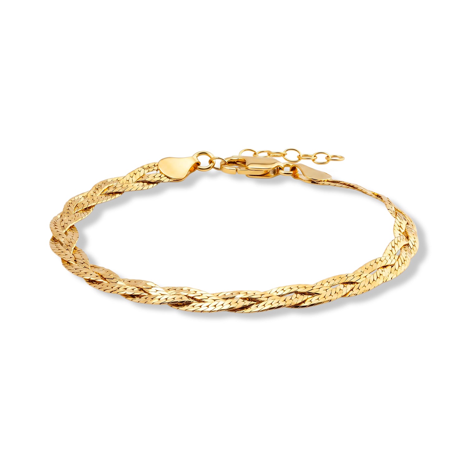 Yellow Gold Plated Sterling Silver Treccia Vintage Bracelet (Size - 7+1 Ext) with Lobster Clasp V32491896 0