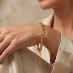 Yellow Gold Plated Sterling Silver Treccia Vintage Bracelet (Size - 7+1 Ext) with Lobster Clasp_8616366_1